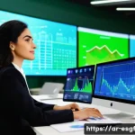 ESG 포트폴리오 구성 시 자주 발생하는 실수 - A professional Middle Eastern businesswoman in formal attire, seated at a modern office desk with mu...